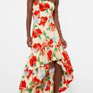 Red Multi Floral Strapless Malory Dress